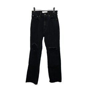Abercrombie & Fitch Black Ankle Straight Leg Ultra High Rise Jeans